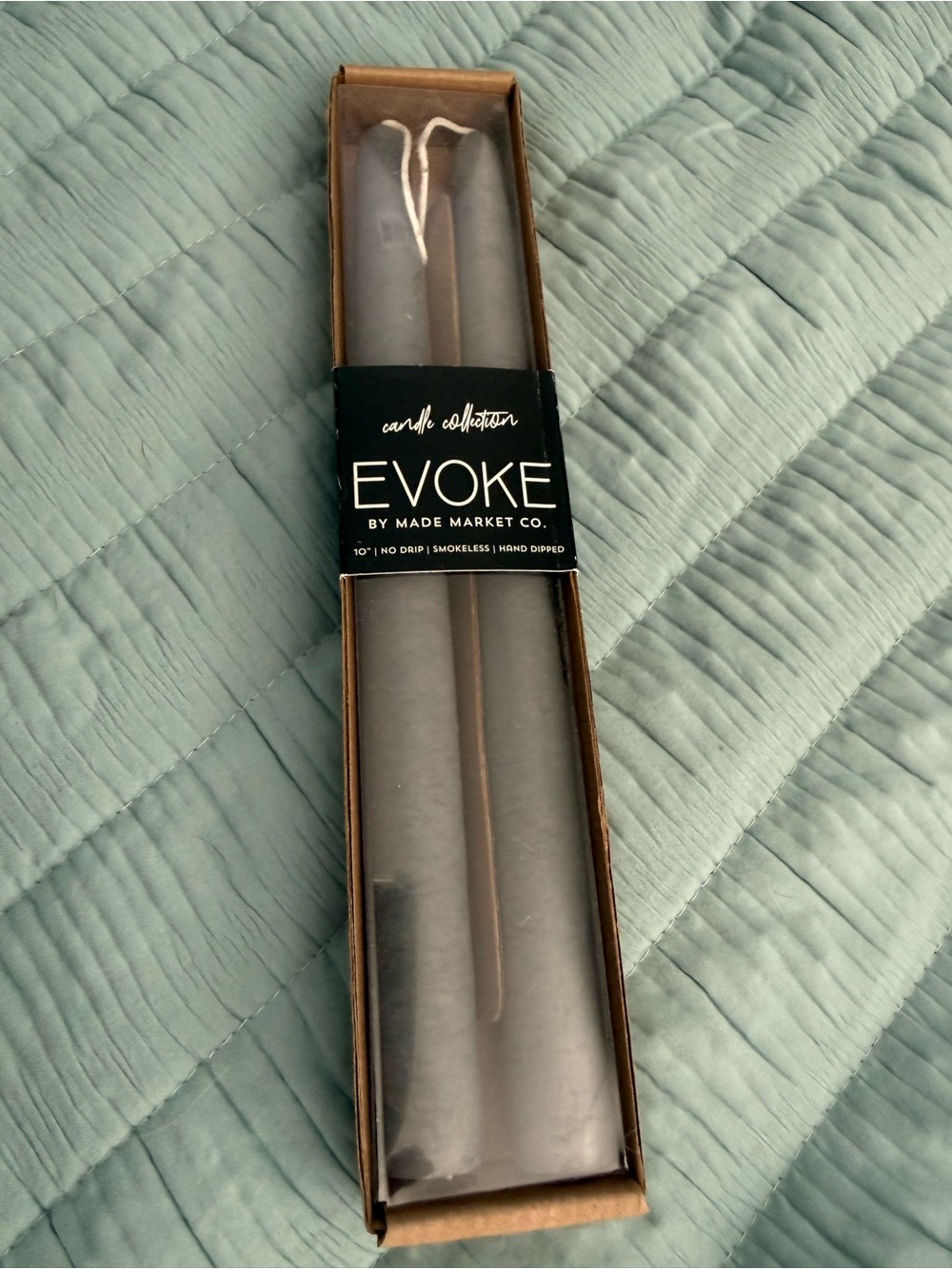 EVOKE by Made Market Co. Gray Taper Candles - Set of 2 10” smoke and dripless